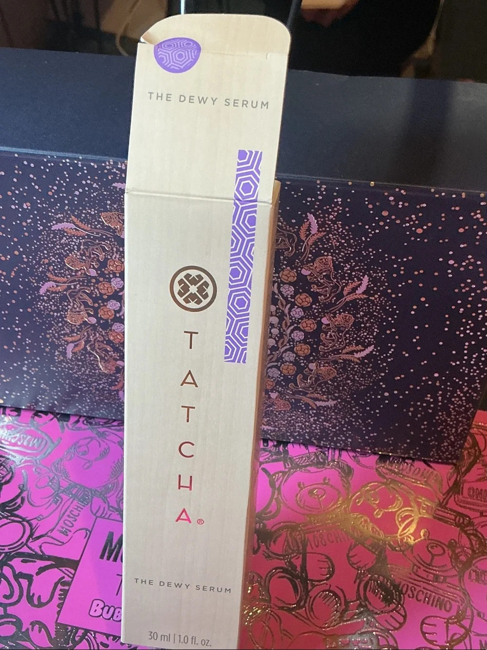 Tatcha Dewy Serum Box in Pearl Beige with Purple Accents